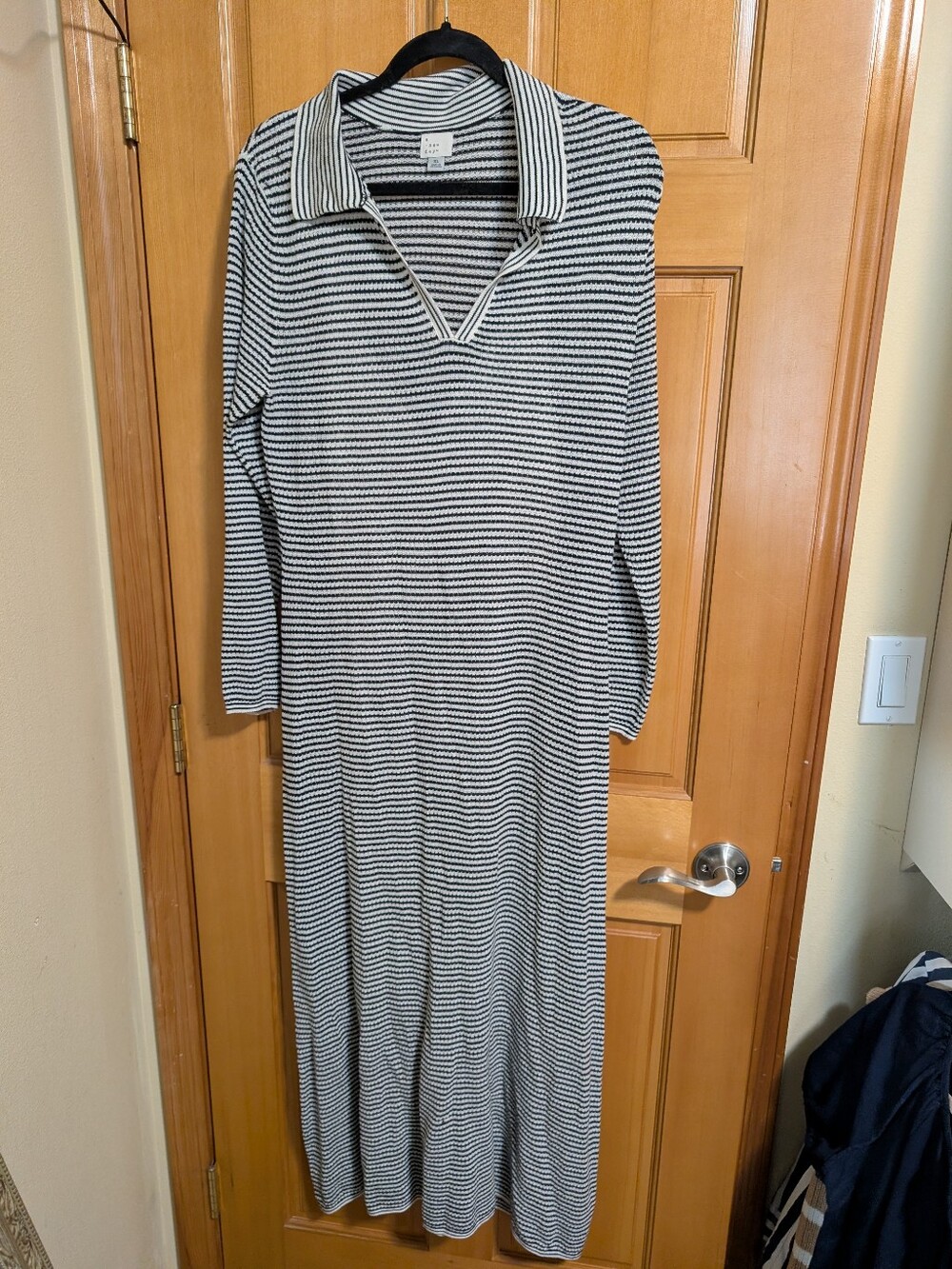 a new day Black & White Striped Collared Maxi Dress